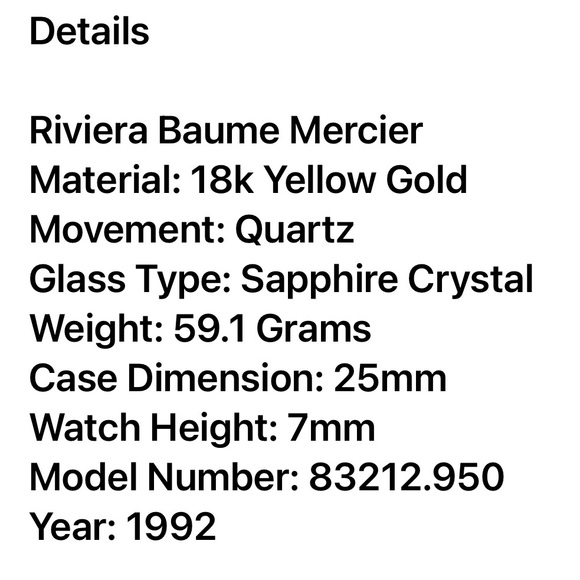 ✨SOLD✨
Baume Mercier Riviera 18k Gold & Diamond
 Watch - Picture 16 of 16